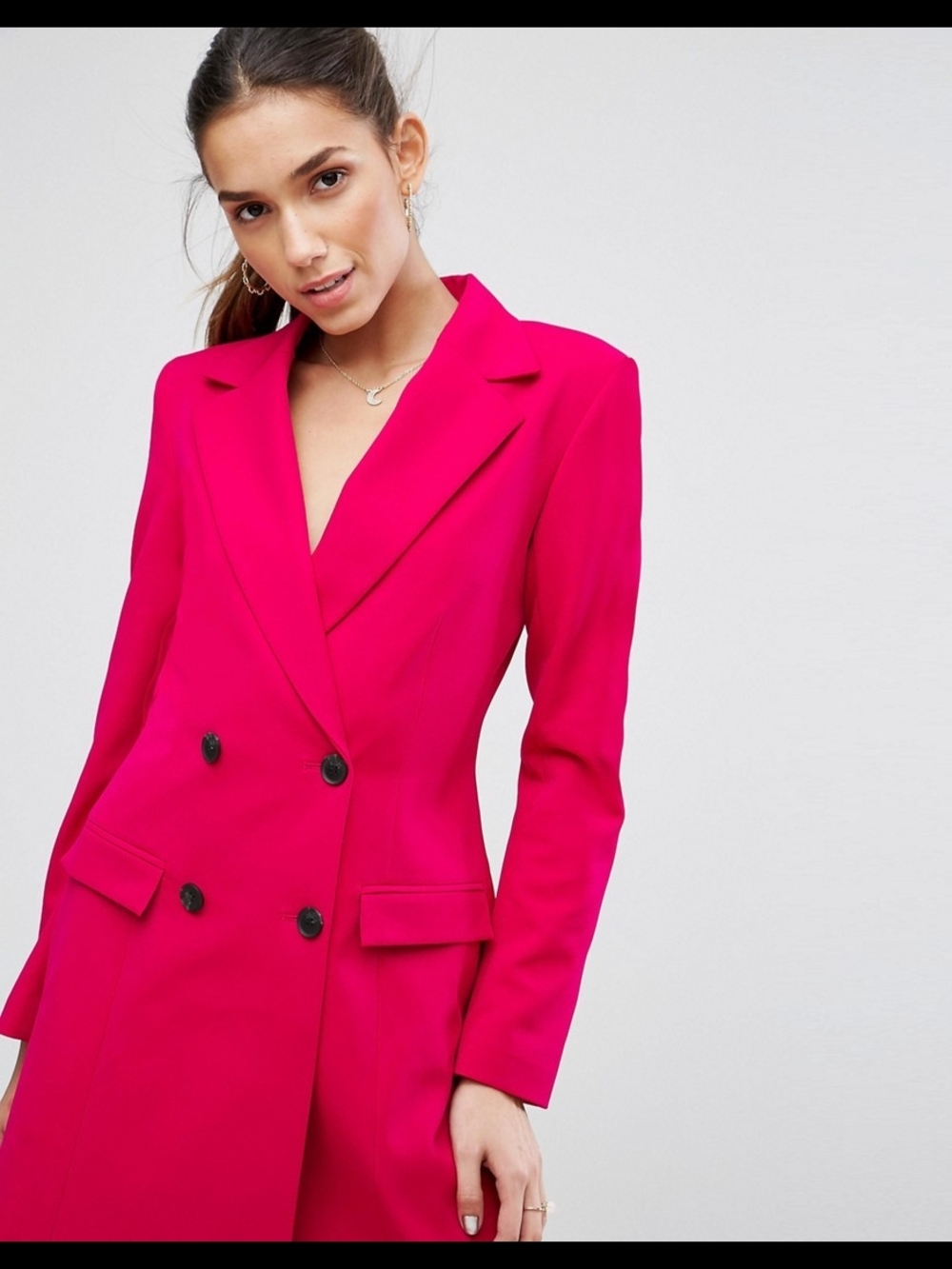 ASOS Tall Hot Pink Fuchsia Double Breasted Blazer Dress NWT Size US 8 UK 12
